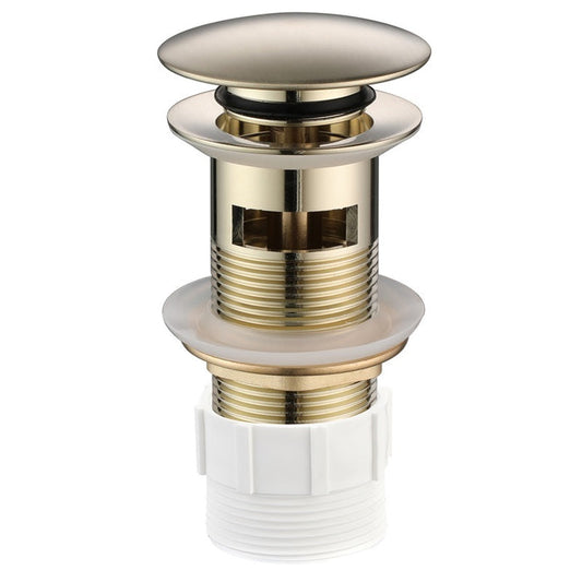 32mm Brass Push-Button Sink Stopper Waste Mushroom Top Overflow Brushed Gold