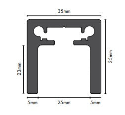 35 Series Aluminium Handrail - 5800mm RAILING - MILL