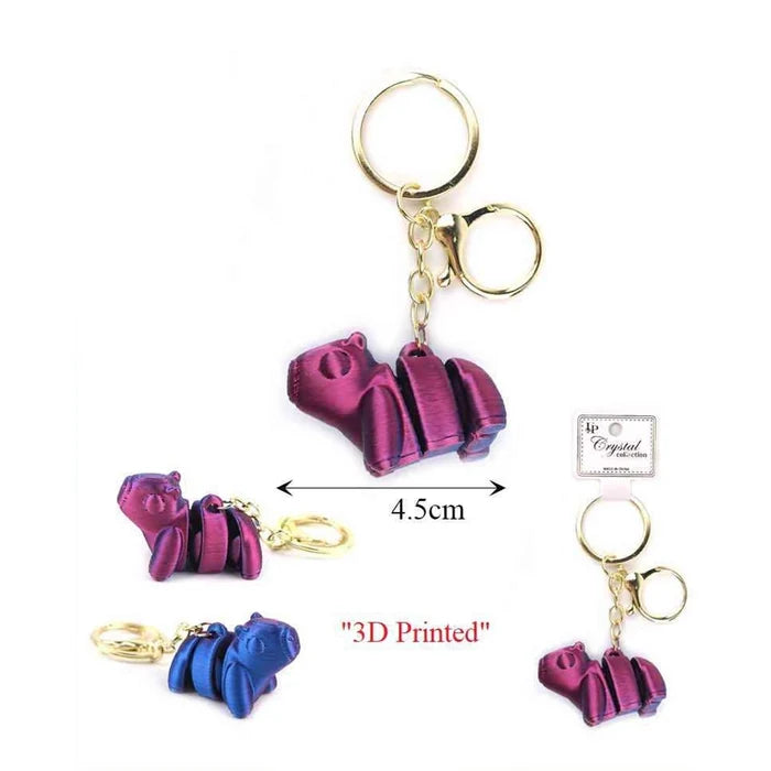 3D Printed Capybara Keychain Bulk Pack (12-Piece Set) | Articulated Capybara Toy Keyring | Iridescent Multi-Color Fidget Keychain Charm for Backpack, Keys, and Party Favors (KBC-0758)