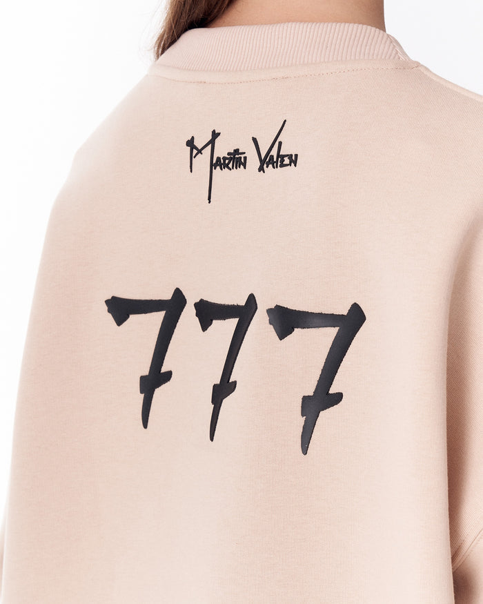 '777' Women's Oversized Designer Sweatshirt in Beige (8)