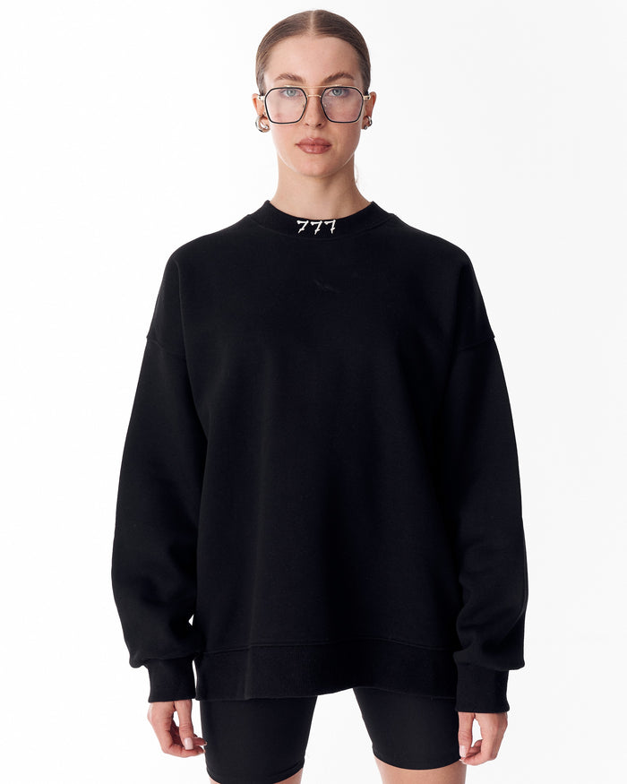 '777' Women's Oversized Designer Sweatshirt in Black (3)