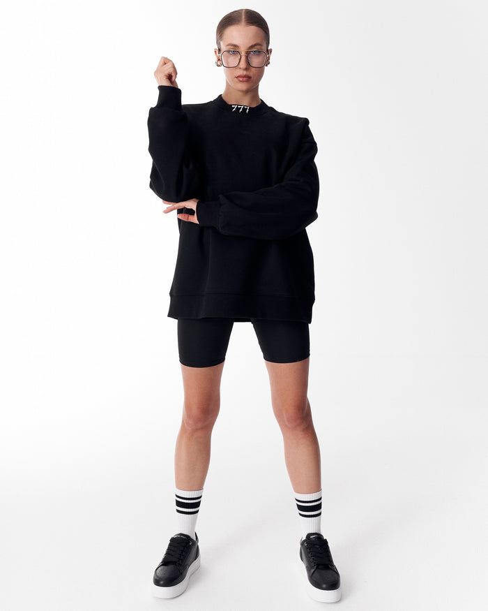 '777' Women's Oversized Designer Sweatshirt in Black (6)