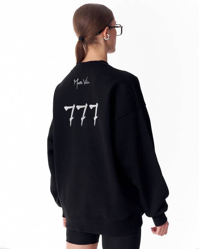 '777' Women's Oversized Designer Sweatshirt in Black (7)
