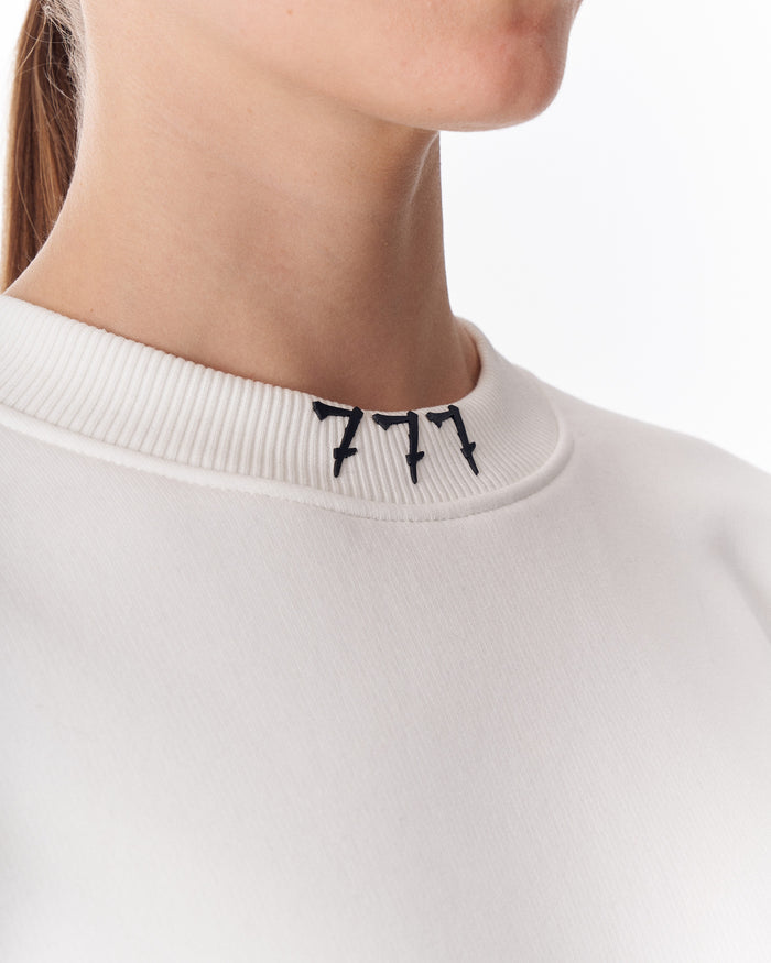 '777' Women's Oversized Designer Sweatshirt in White (5)
