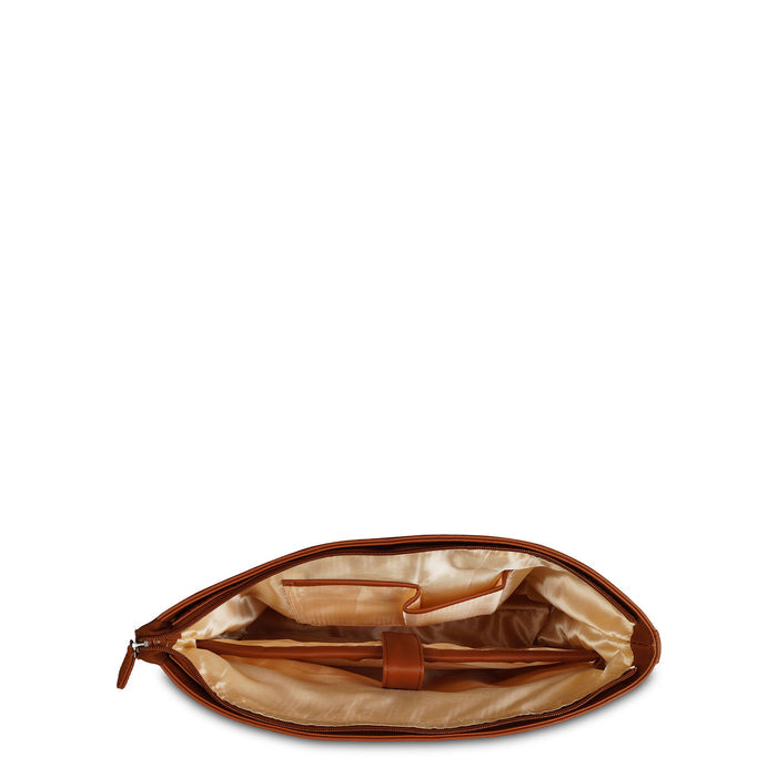 Handcrafted abstract printed canvas laptop tote bag with padded laptop compartment and vegan leather straps for office, travel and daily use-inner view