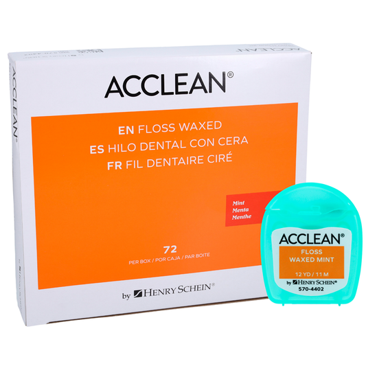 Acclean Dental Floss, Nylon, Waxed, 12 Yards, Mint Flavor, Patient Size