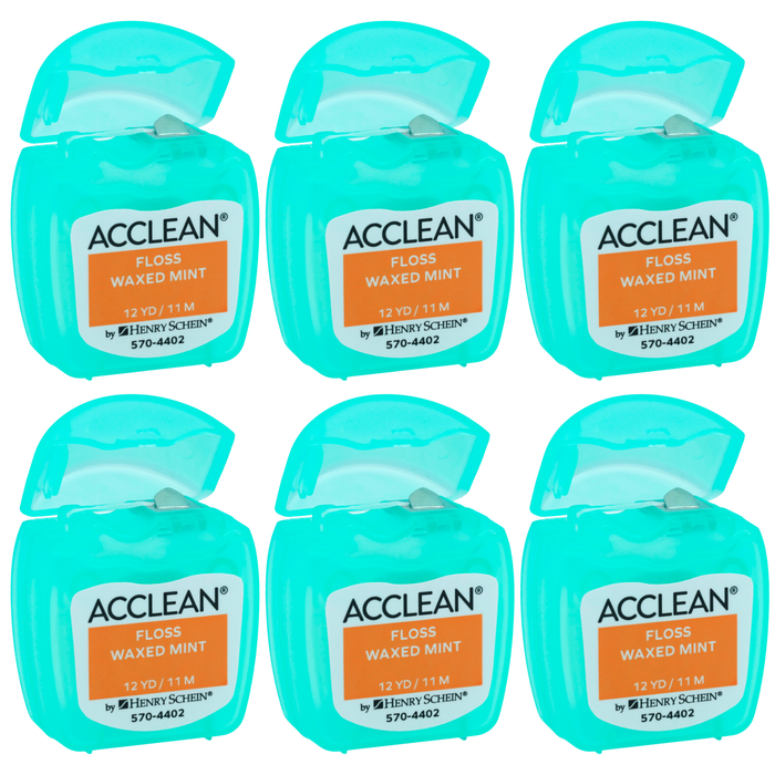 Acclean Dental Floss, Nylon, Waxed, 12 Yards, Mint Flavor, Patient Size