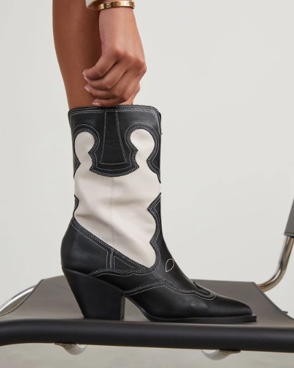 Adriel Western Boot - Black and White
