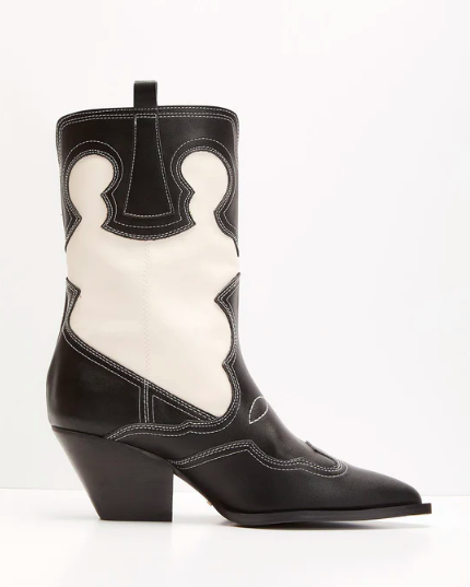 Adriel Western Boot - Black and White