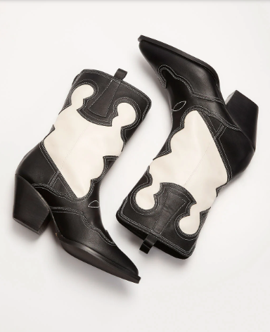 Adriel Western Boot - Black and White