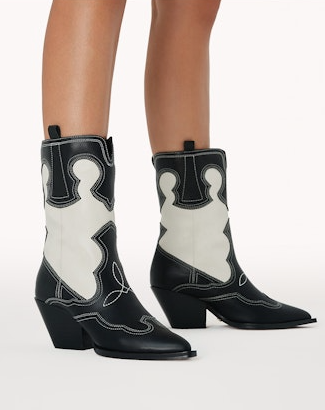 Adriel Western Boot - Black and White