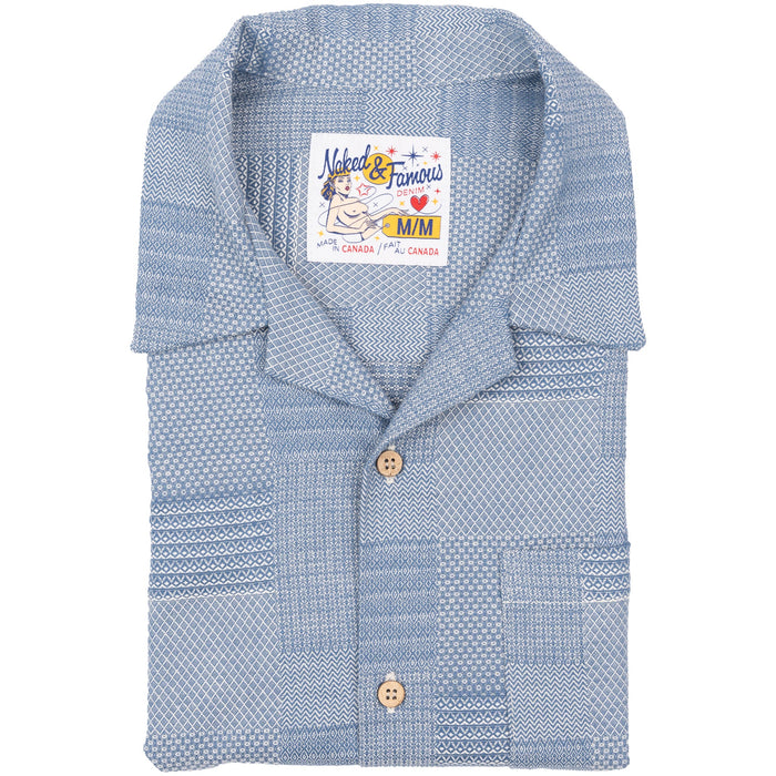 Aloha Shirt - Dobby Patchwork - Pale Blue by Naked & Famous Denim