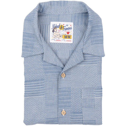 Aloha Shirt - Dobby Patchwork - Pale Blue by Naked & Famous Denim
