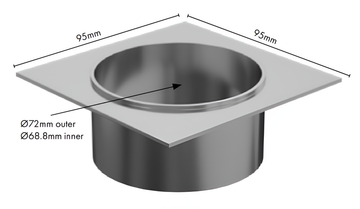 Aluminium - Drain Outlet - 72mm Diameter - Black - Image 2