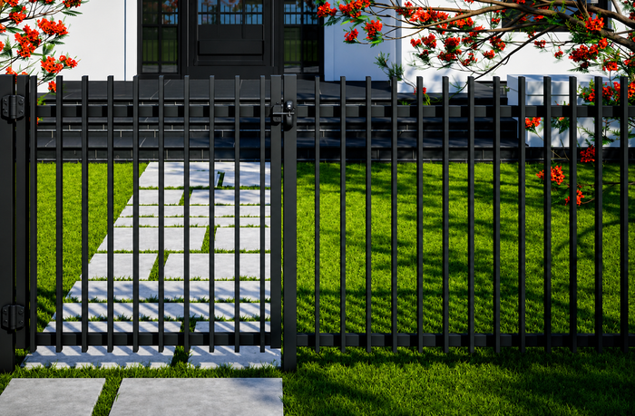 Aluminium Blade Fence Panel- - 1700Wx1000H Black, Batten Fence Panel