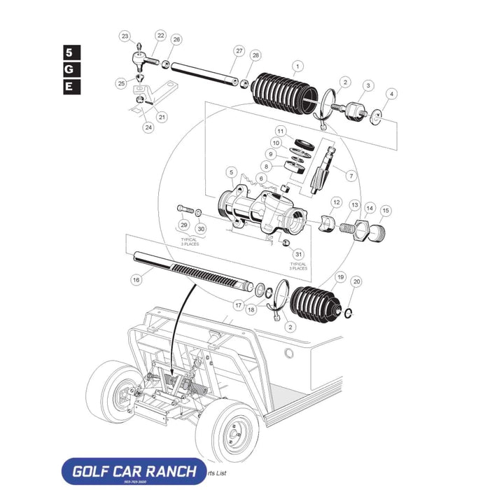 103601501 CLUB CAR ASM STEERING RACK AND PINION STEERING - CC
