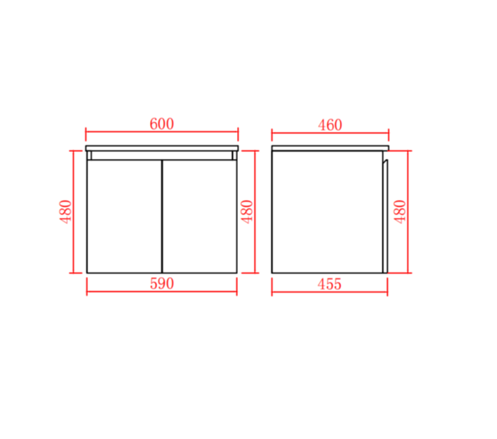 Bathroom Wall Hung Vanity 590*455*480mm