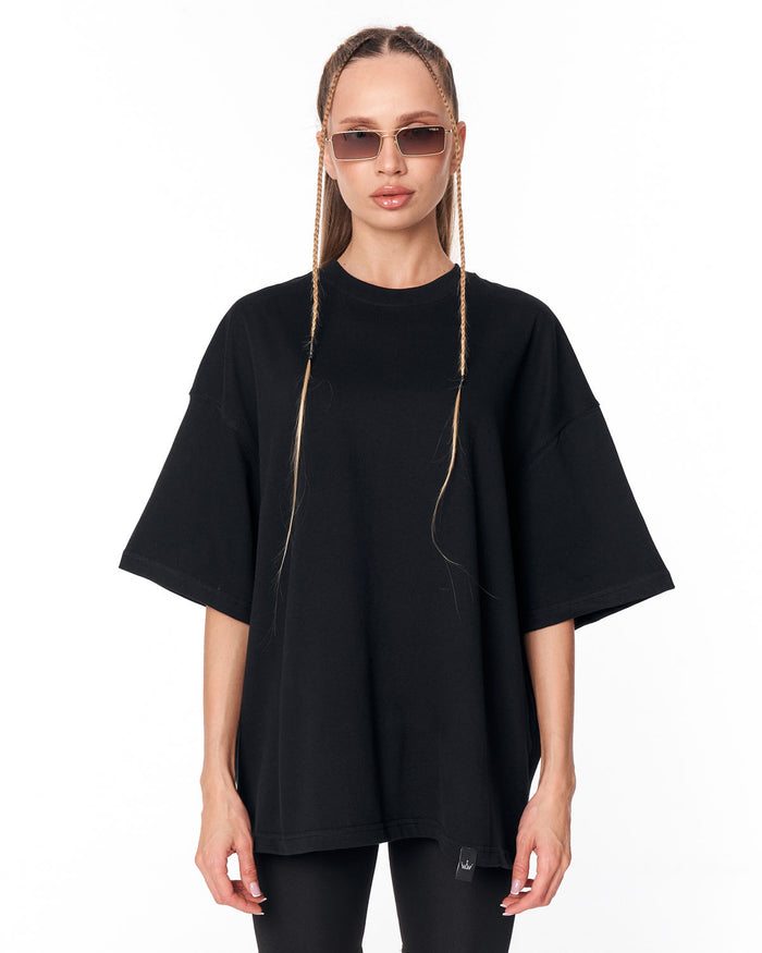 Because Text Print Black Oversized T-Shirt in relaxed oversized fit