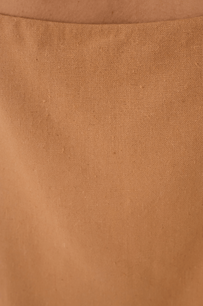 Beige Square Neck Adjustable Straps Linen Blouse_7