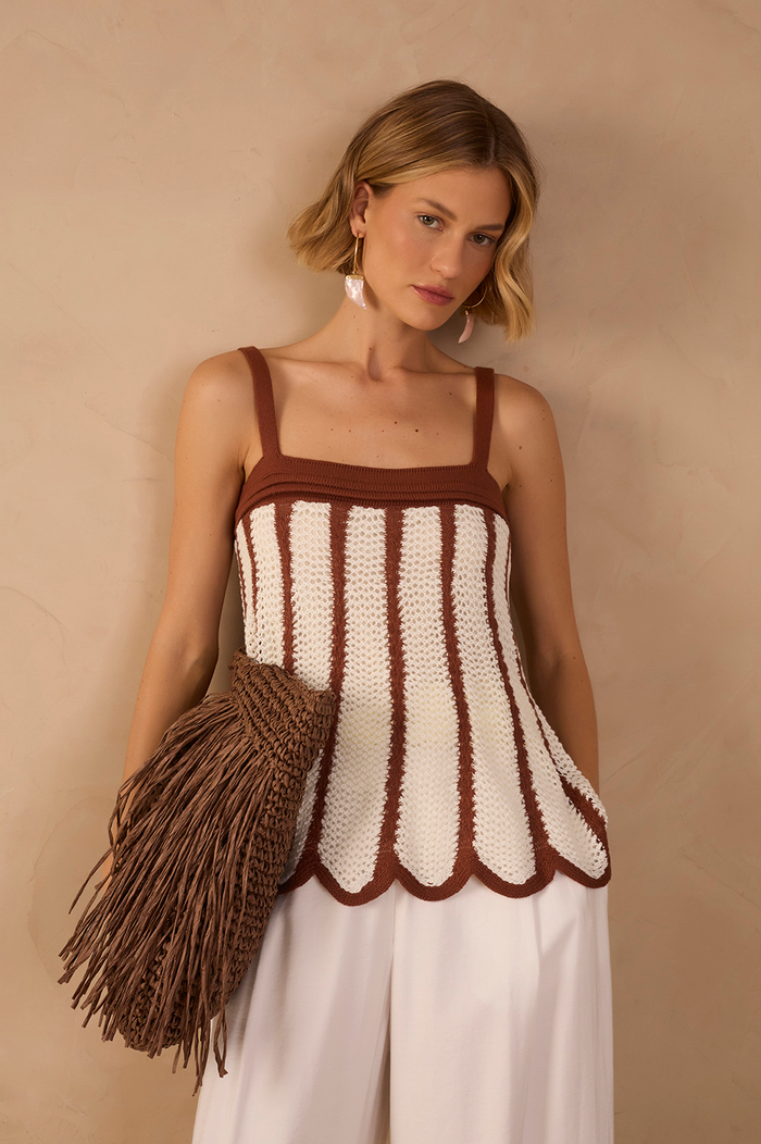 Bicolor Asymmetric Hem Tricot Blouse_1