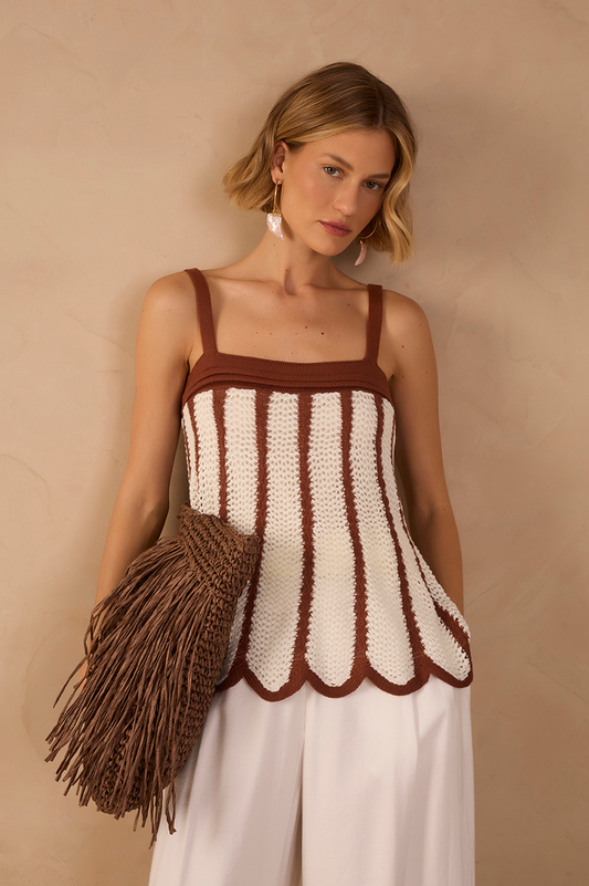 Bicolor Asymmetric Hem Tricot Blouse_1