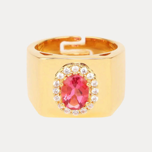 BDG Pink Morganite/White Gold Plated Brass Adjustable Birthday/Birthstone Rings | BuDhaGirl
