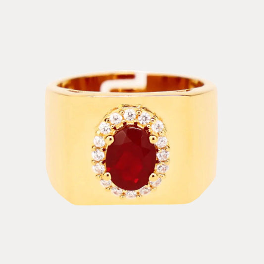 Ruby/White Gold Plated Brass Adjustable Birthday/Birthstone Rings | BuDhaGirl