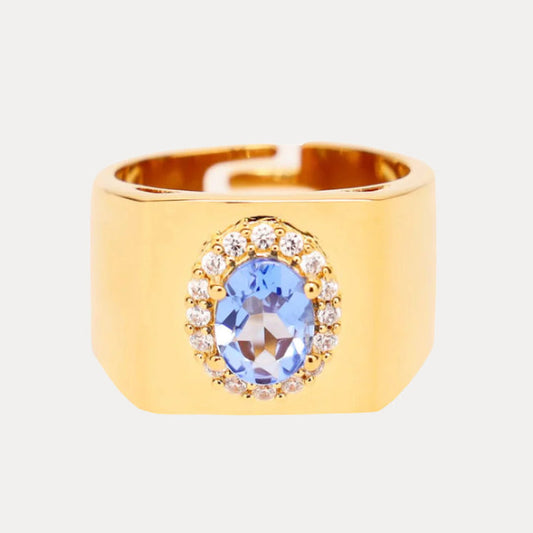 Tanzanite/White Gold Plated Brass Adjustable Birthday/Birthstone Rings | BuDhaGirl