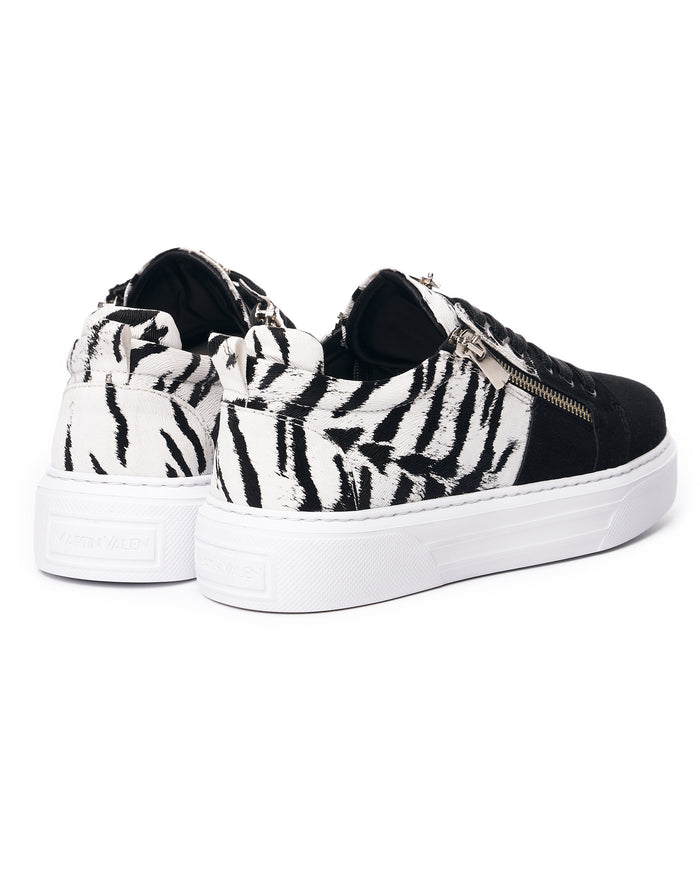 Black and White Duo-Zipped Custom Sneakers For Women (2)