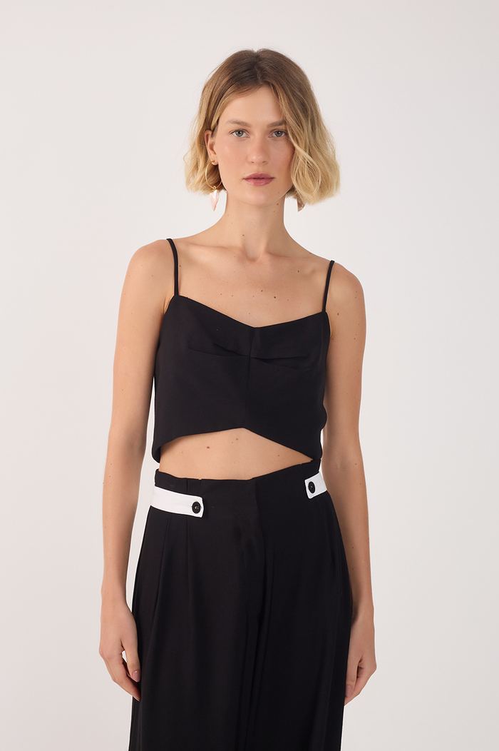 Black Pleated Metal Zip Top_3