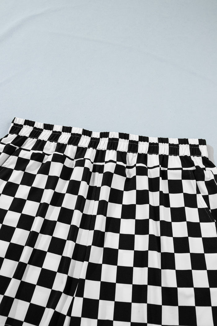 Black Plus Size Checkered Athleisure Shorts
