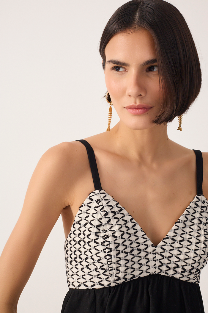 Black Ruched Linen Blouse_4