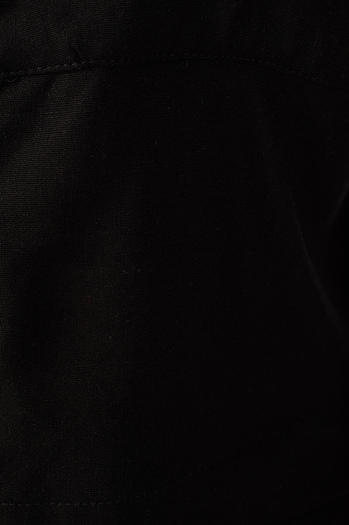 Black Sleeveless Beading Linen Blouse_6