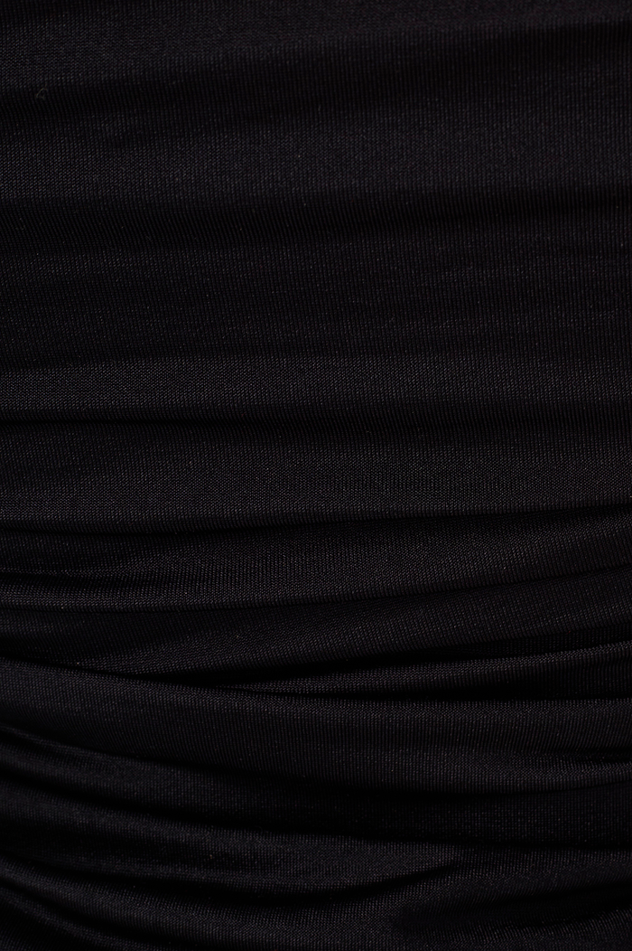 Black Strapless Ruched Blouse_4