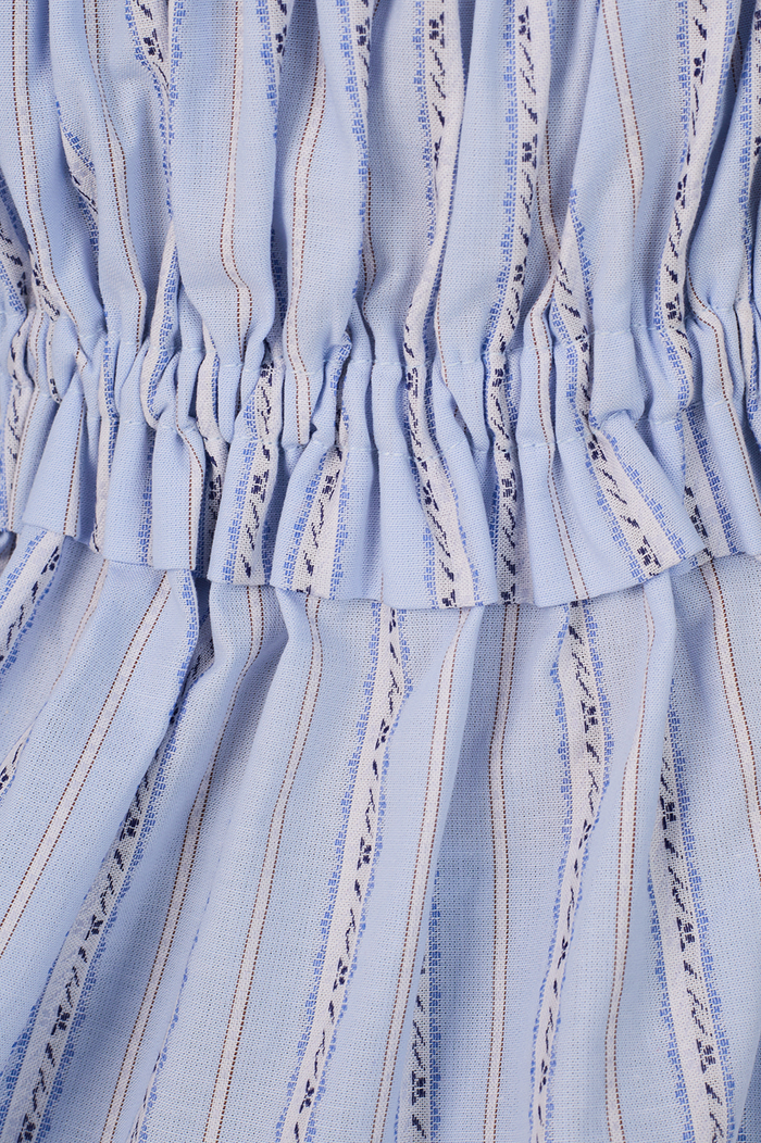 Blue Ruffled Buttoned Puff Sleeve Blouse_6