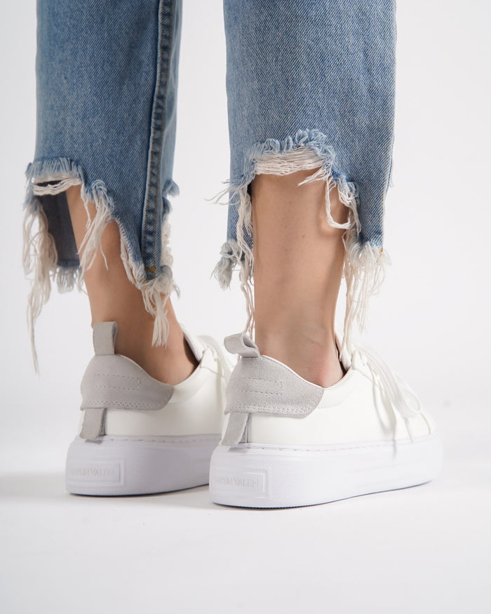 Bobe Women's Designer White Shoes with Gray Suede Belt (2)