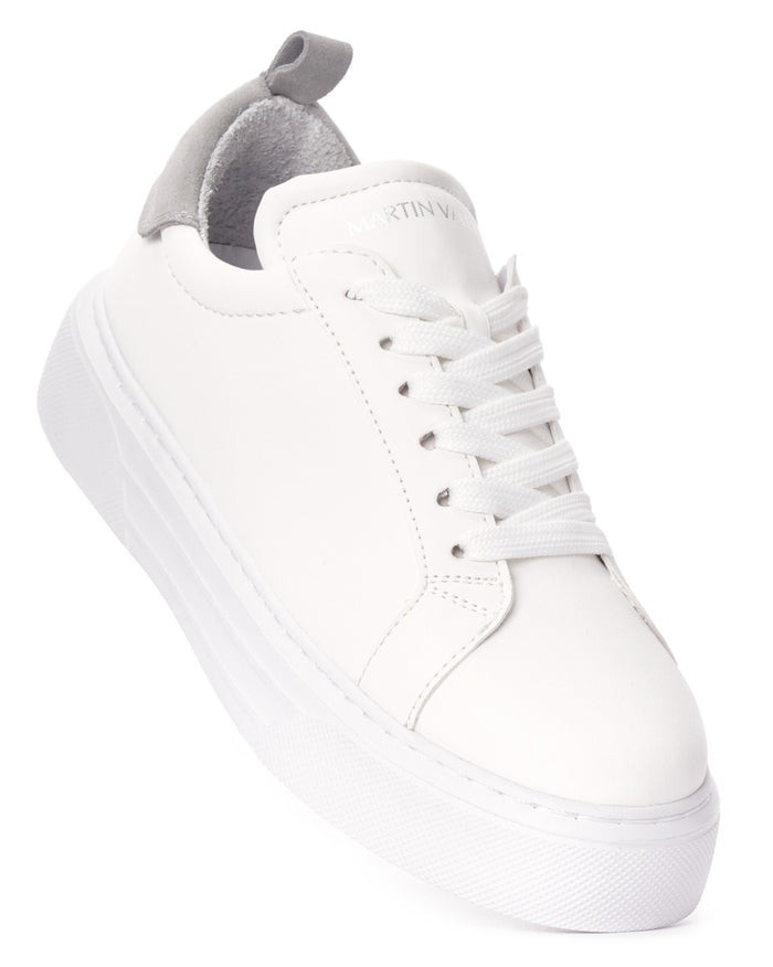 Bobe Women's Designer White Shoes with Gray Suede Belt (6)