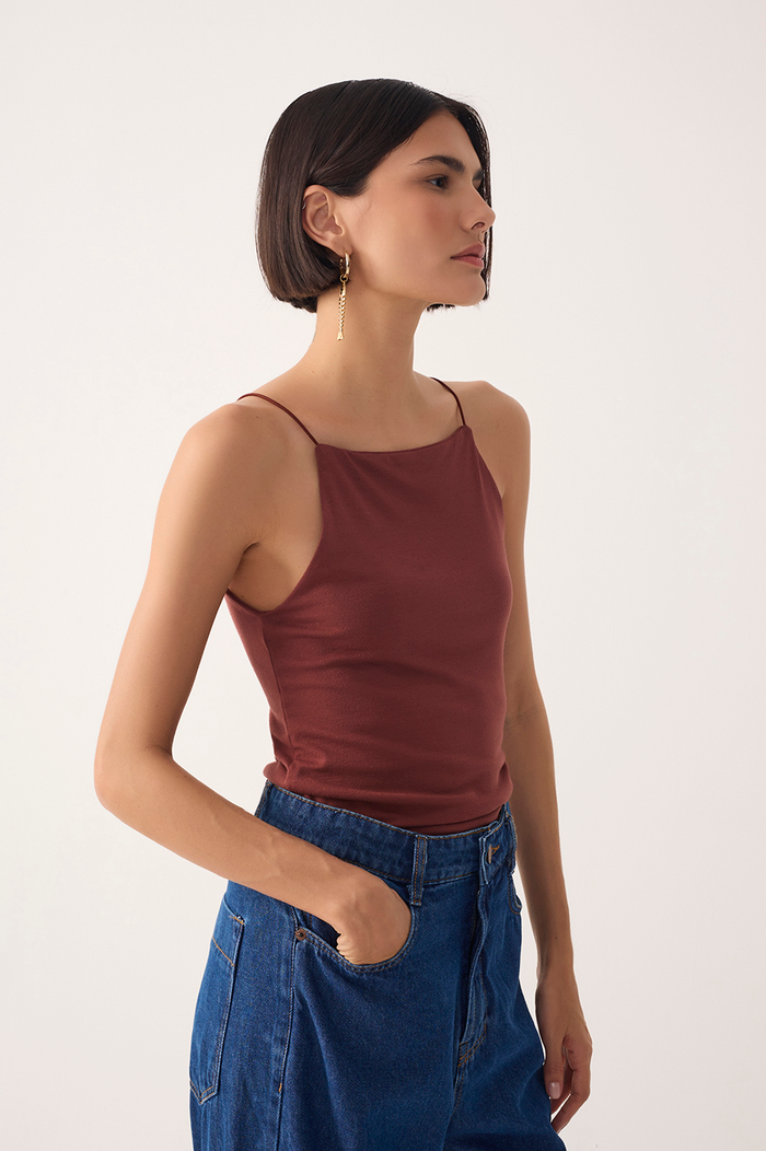 Brown Square-Neck Blouse_3