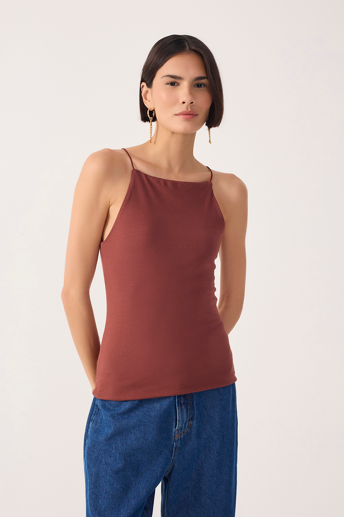 Brown Square-Neck Blouse_5