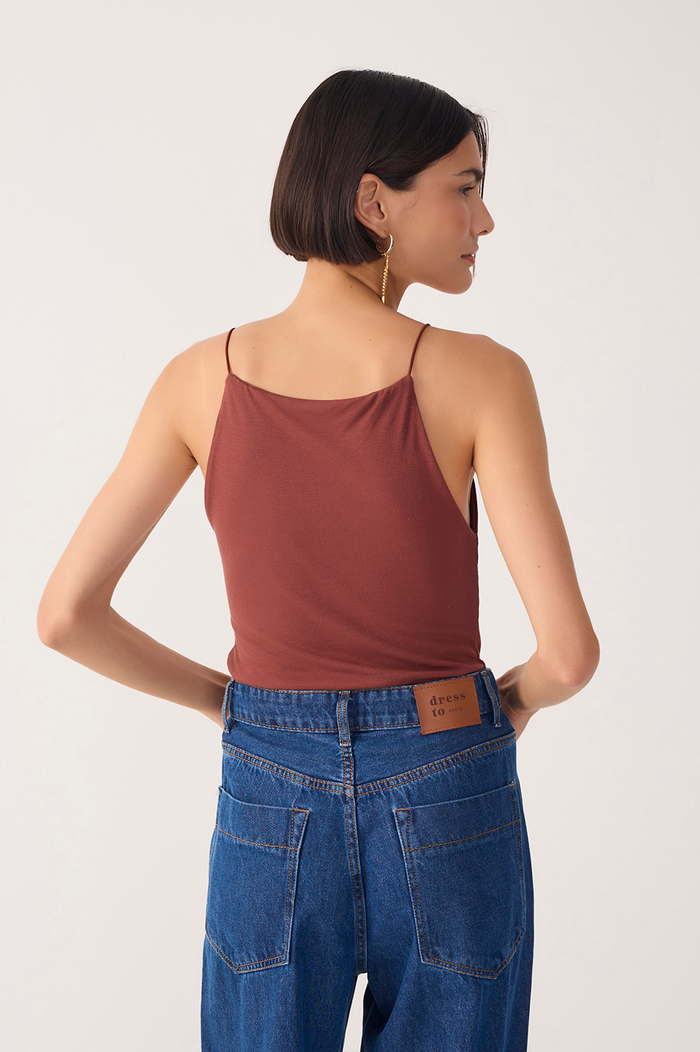 Brown Square-Neck Blouse_6