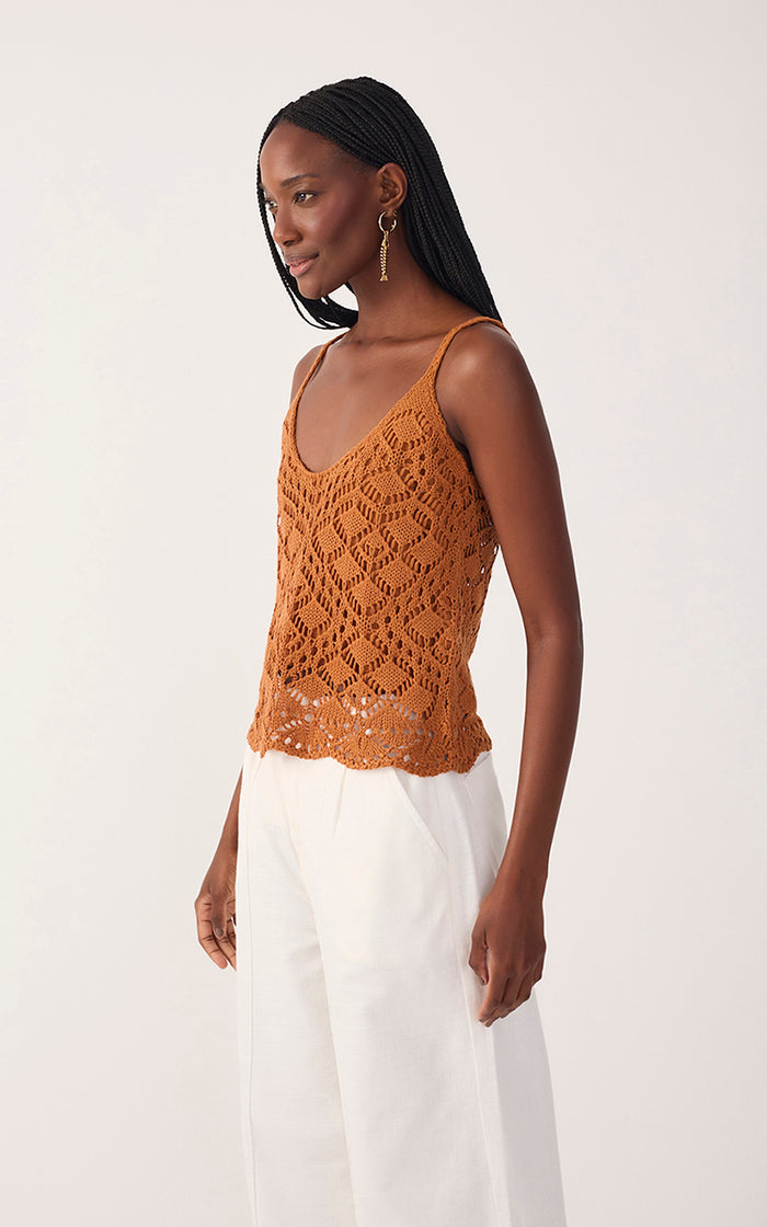 Brown Thin Straps Sleeveless Tricot Blouse_3