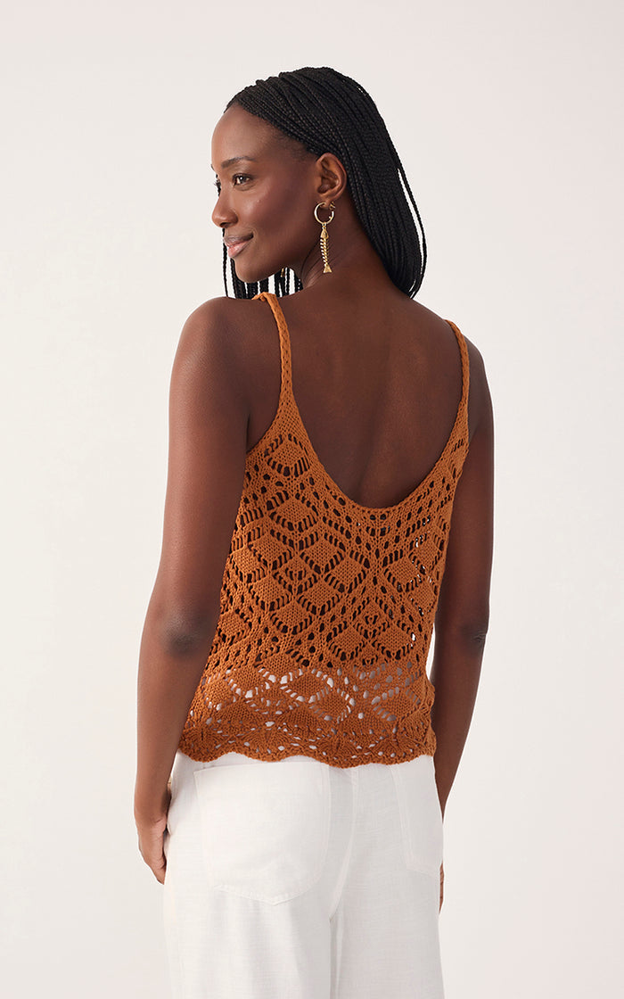 Brown Thin Straps Sleeveless Tricot Blouse_5
