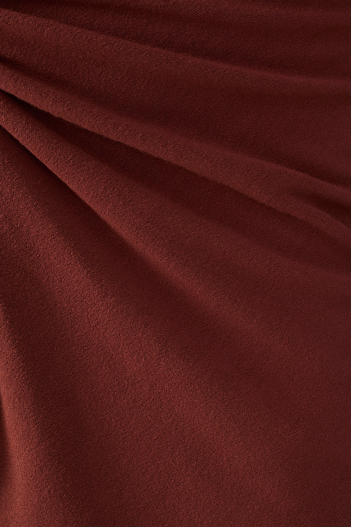 Brown Twisted Front Crepe Blouse_7