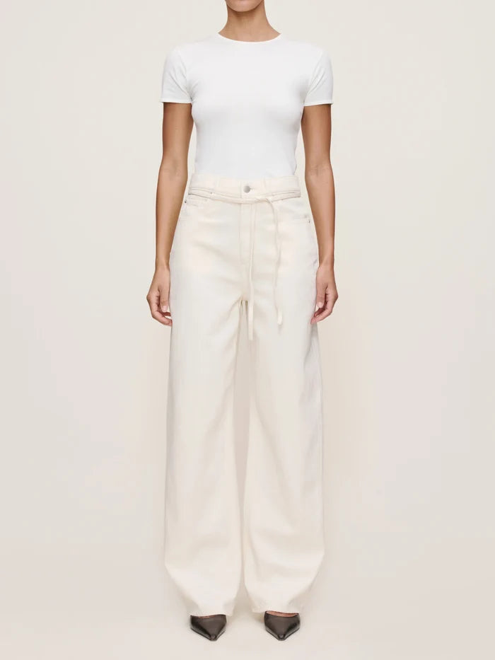 Casie Relaxed Wide Leg Mid Rise Boot - Crema