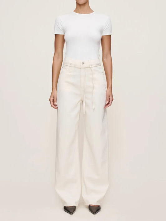 Casie Relaxed Wide Leg Mid Rise Boot - Crema