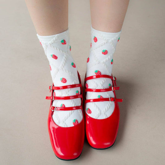 Casual Socks-Strawberry Diamond Shape