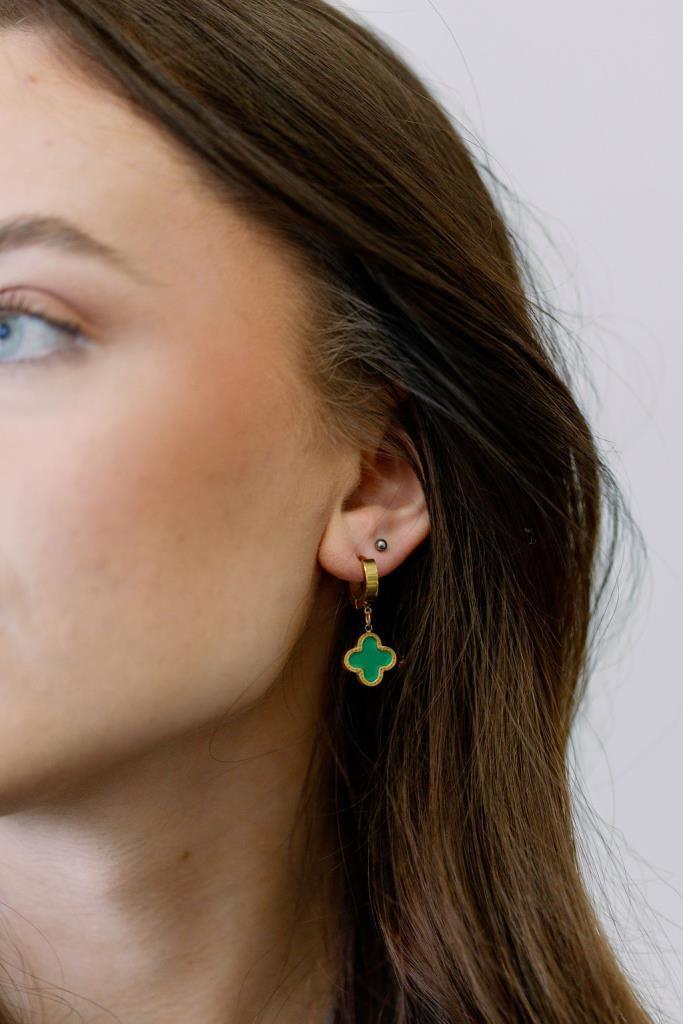 Celeste Huggie Earrings Green