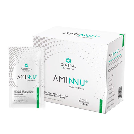 CENTRAL NUTRITION | Aminnu Sem Xylitol Sabor Limão (30 Sachês de 10 gramas cada)