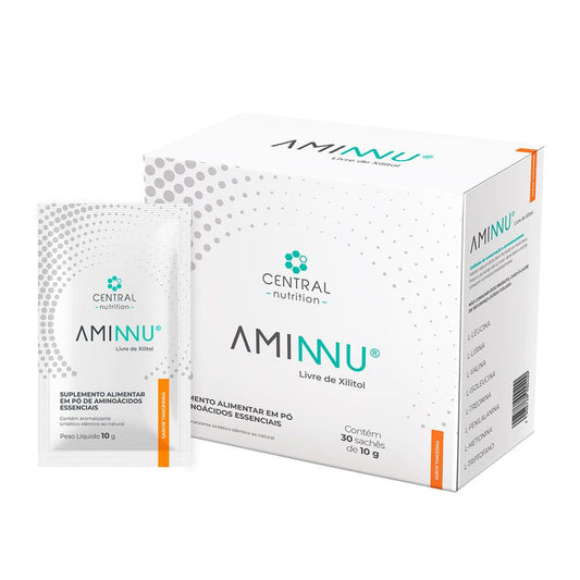 CENTRAL NUTRITION | Aminnu Sem Xylitol Sabor Tangerina (30 Sachês de 10 gramas cada)