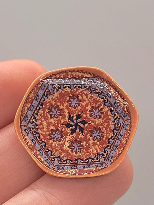 Ceramic Plate with Red and Blue Design
